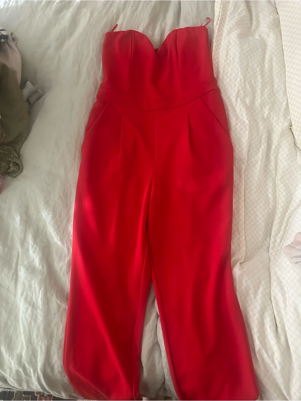 Express Strapless Red Jumpsuit